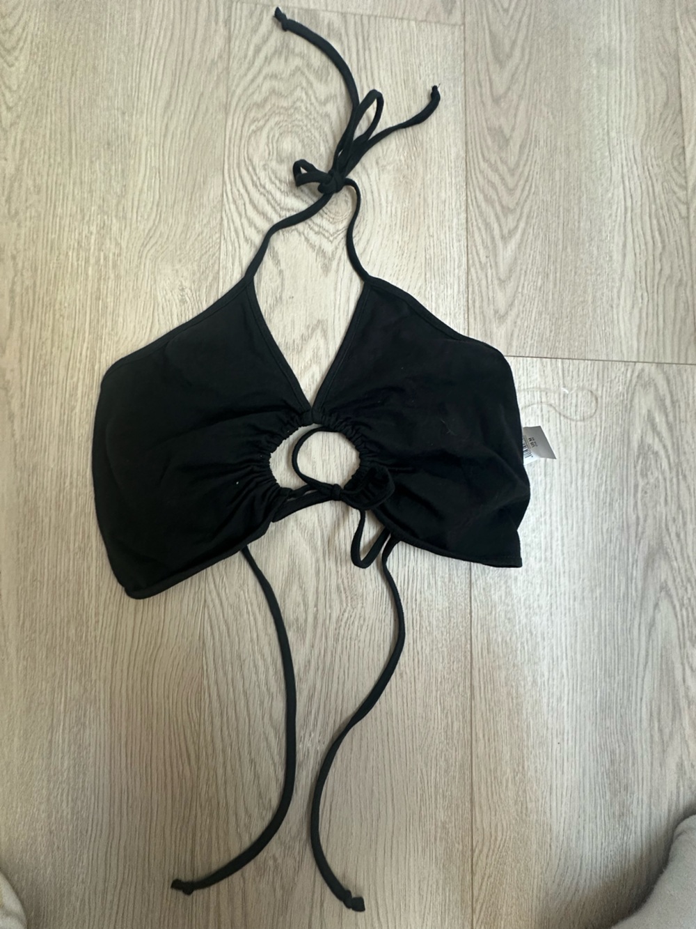 American Eagle Black Ring-Accent Crop Top